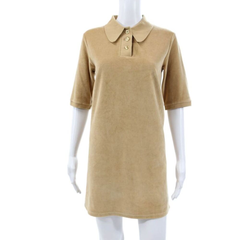 Loulou Studio Women Shift Dress Beige Collared Button Knee Length Size XS